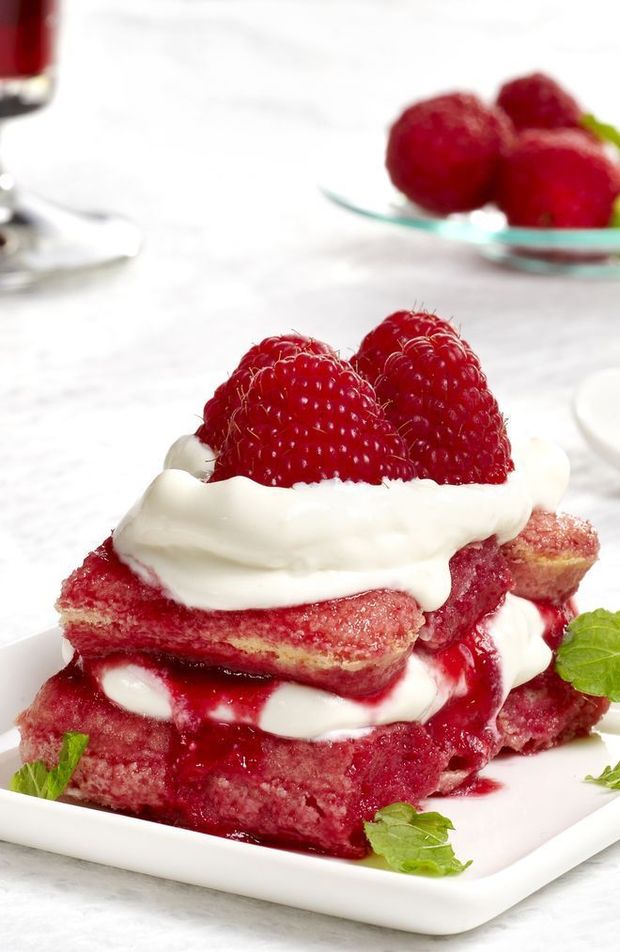 Bieramisu van witte chocolade met frambozen en Lindemans Framboise